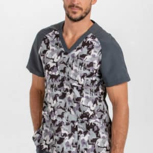 Blusón sanidad microfibra gris camuflaje