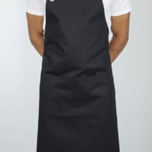 Delantal peto negro con cintas de cuero