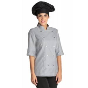 Chaqueta de cocinera gris manga 3/4