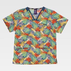 Casaca cuello pico estampada