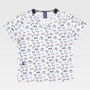 Casaca cuello pico estampada
