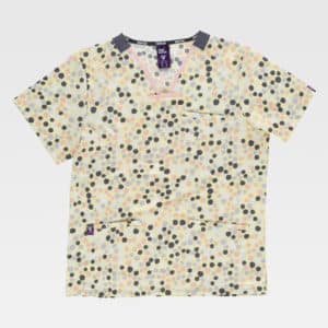 Casaca cuello pico estampada