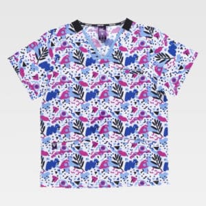 Casaca cuello pico estampada