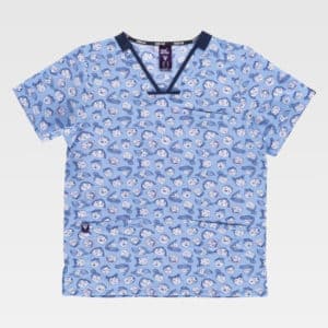 Casaca cuello pico estampada
