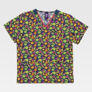 Casaca cuello pico estampada