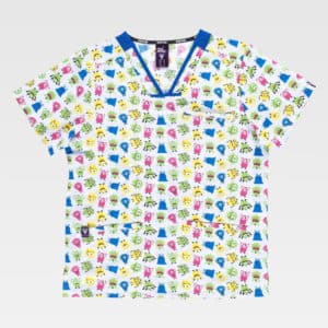 Casaca cuello pico estampada