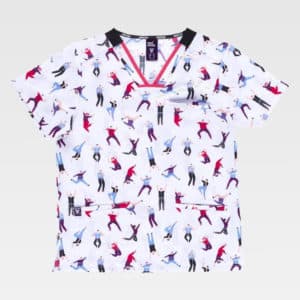 Casaca cuello pico estampada