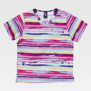 Casaca cuello pico estampada