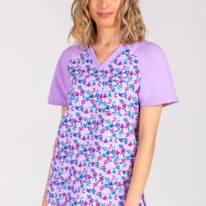 Casaca sanitaria unisex flor lila